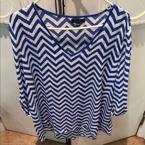 Kiara Royal Blue & White Chevron V-Neck Tunic
